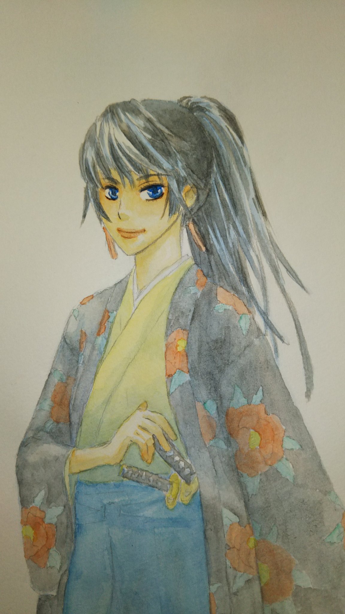 しろ子 男装の麗人イラスト企画 Dﾟ ｺｿｯ 皆 洋装の男装の麗人が来るんだろ と思い和装にしてみたのです 優しい目で見ていただければm M 水彩アナログイラストなので細部はお目こぼしを W T Co Zohwfvwgmq Twitter