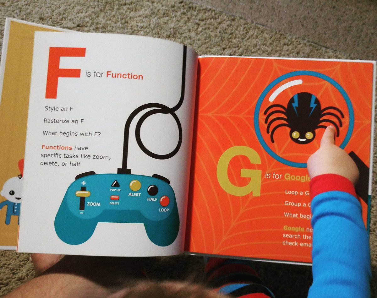 WilzDezign's tweet photo. Early morning reading to my Zachary of "ABCs of the Web" @codebabies #codebabies #abcoftheweb #webdevelopment https://t.co/QxkOWYzpCn