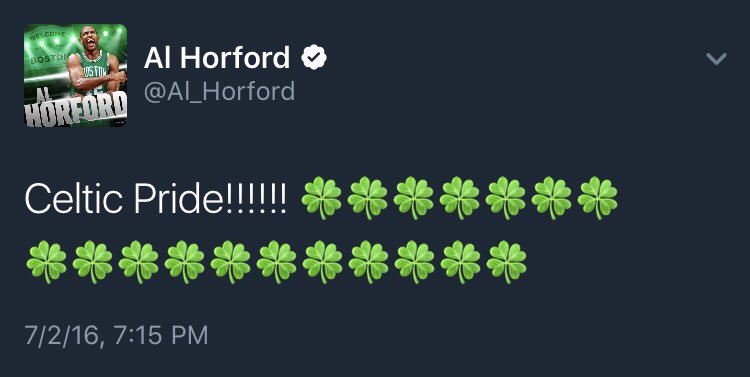 Happy birthday Al Horford!  How did all of Celtics nation feel when they saw this message? 