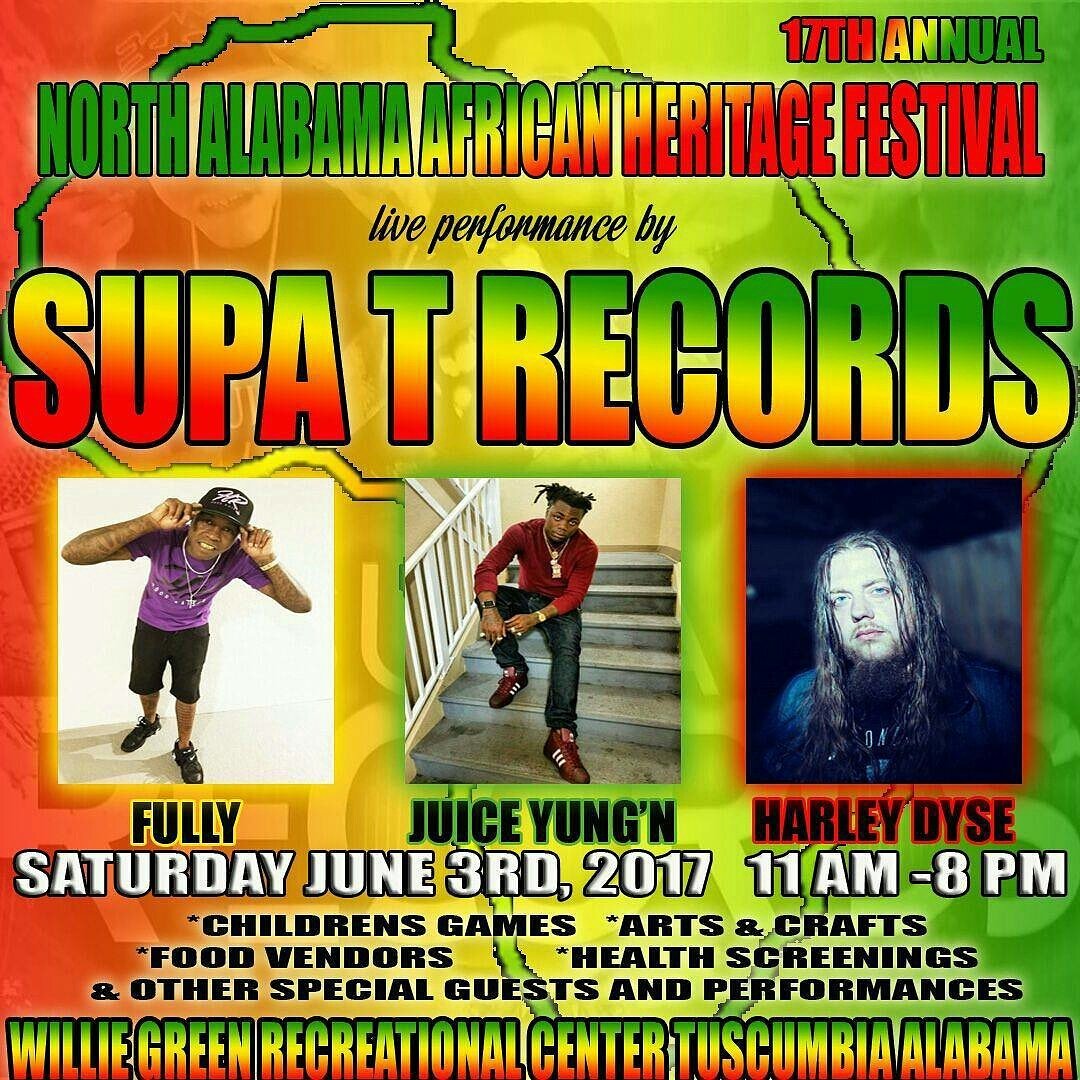 TODAY with the #SupaTrecords fam <a href="/305Fully/">Fully</a> and <a href="/HarleyDyse/">Harley Dyse</a> at the 2017 North Alabama African Heritage Festival.