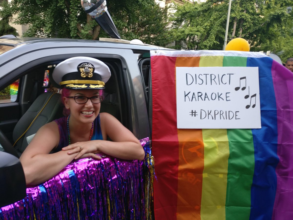 0xKruzr's tweet photo. The true Captain takes the helm of the USS Seize the Mic @DistrictKaraoke #dkpride #dcpride #pridemarch https://t.co/RSRd65n4cs