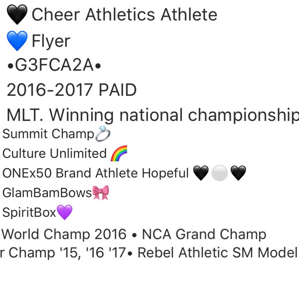 Fly_Fierce's tweet image. Junior cheerleader IG starter pack