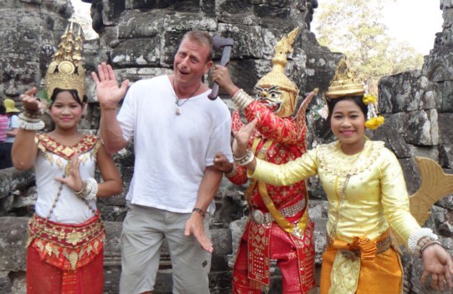 Having a blast with my friends in Angkor.