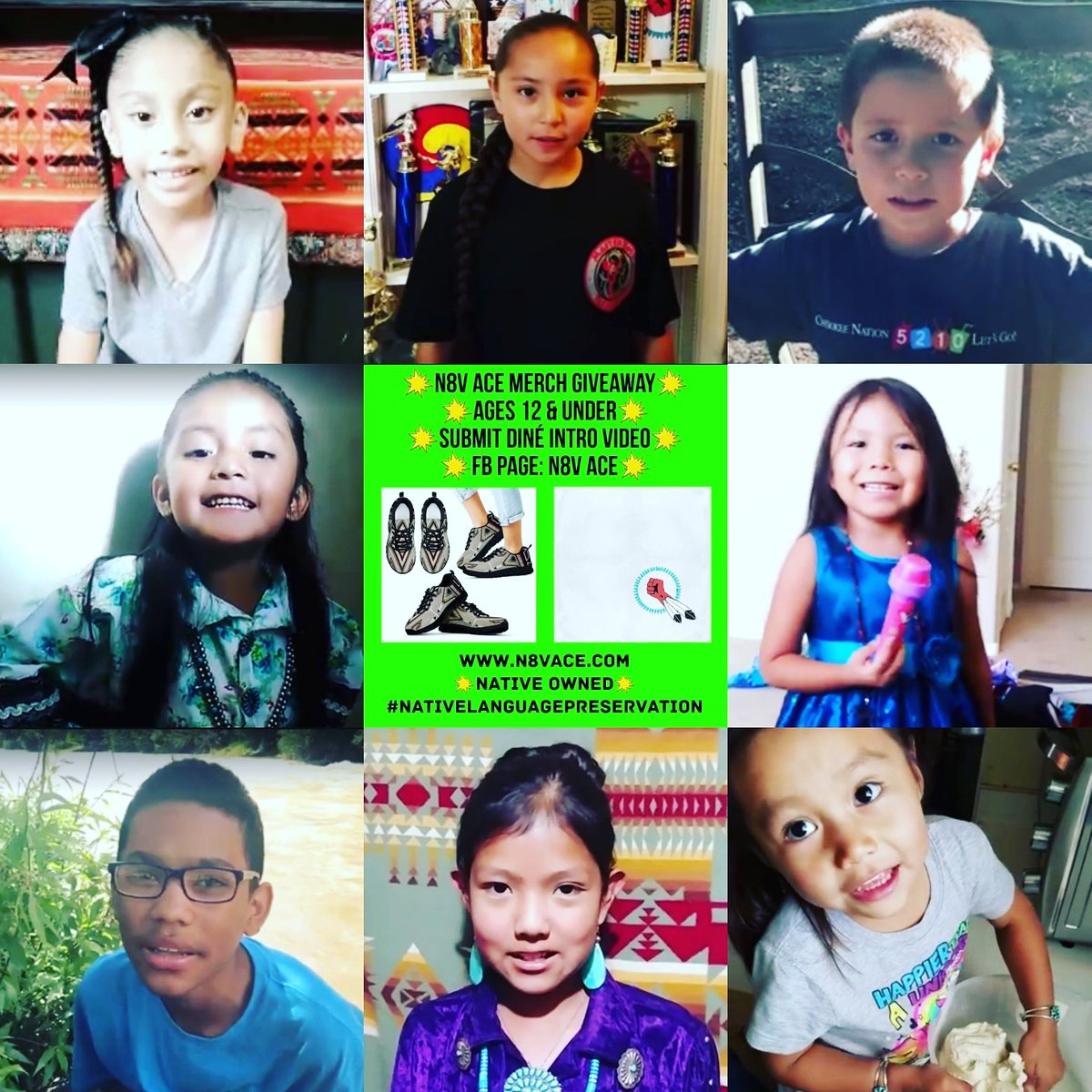 n8vace's tweet photo. 🔥Our 8 contestants who submitted a video to my FB artist page "N8V ACE" saying their introduction in the Navajo language. So proud of them:) https://t.co/ndcdq4ObVR