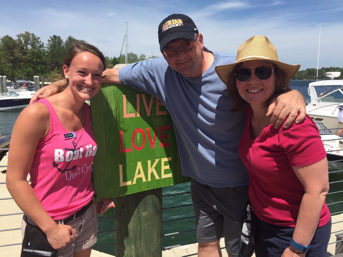 bbutzow's tweet photo. Yes sporting @ACbulldoghockey hat in Northern MI and seeing one of our favorite Bulldogs, happy summer! @AdrianCollege https://t.co/gFy8YM2xNy
