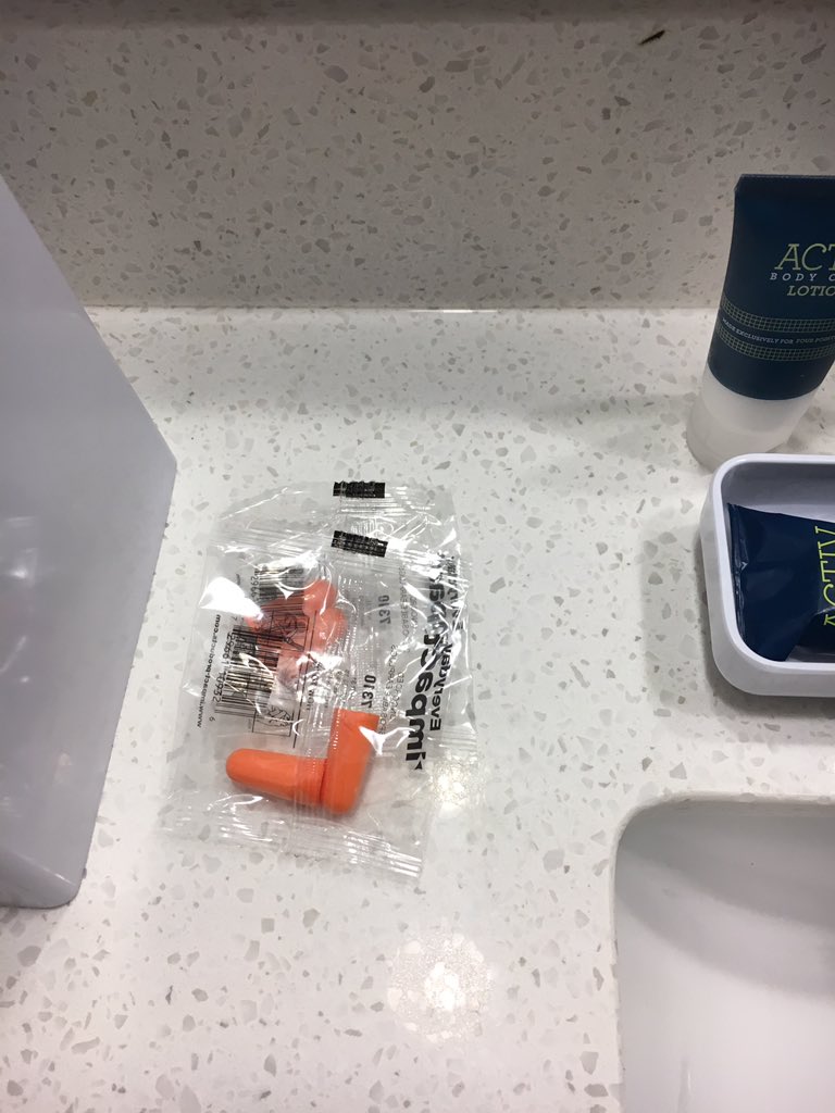 You know you're in a fancy hotel when they supply ear plugs #long night