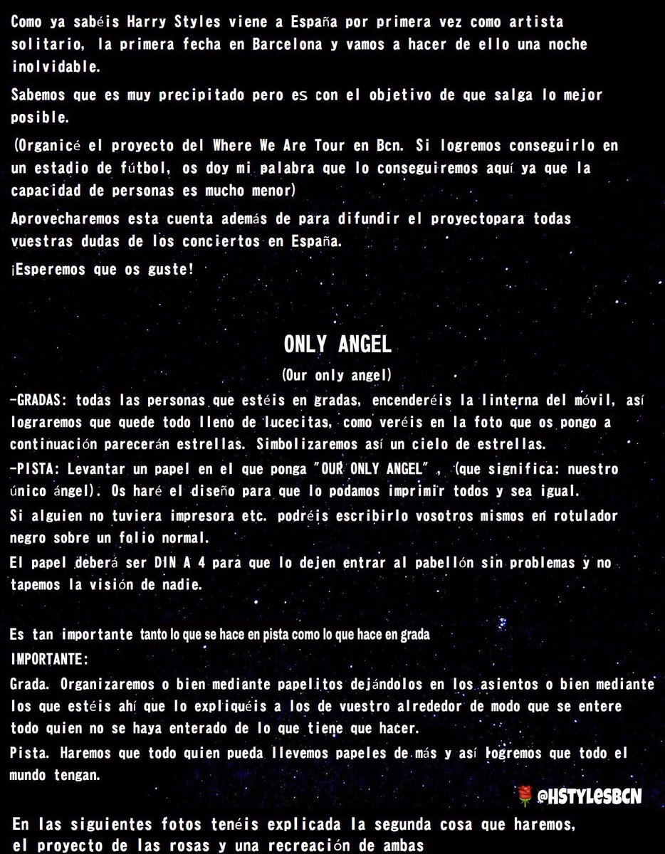 BcnHarryStyles's tweet photo. PROYECTO PARA EL CONCIERTO DE HARRY STYLES EN BARCELONA 🌹🌹🌹

Ojalá os guste a todos!! 

(Y no olvidéis dar RT para difundir🌹) GRACIASSSS!!!! https://t.co/Jbbc1AiaOF