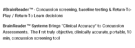 BrainReaderSys's tweet photo. #BrainReader™ - Concussion screening, baseline testing & Return-To-Play / Return-To Learn decisions BrainReader™.. https://t.co/FH0kVZaxQG