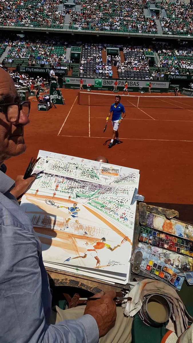 beaogee2012's tweet photo. La finale Roland Garros peinte en direct par Joel Blanc disponible au Murat des la fin du match #joelblanc#RolandGarros https://t.co/WnJ6RKMyOa