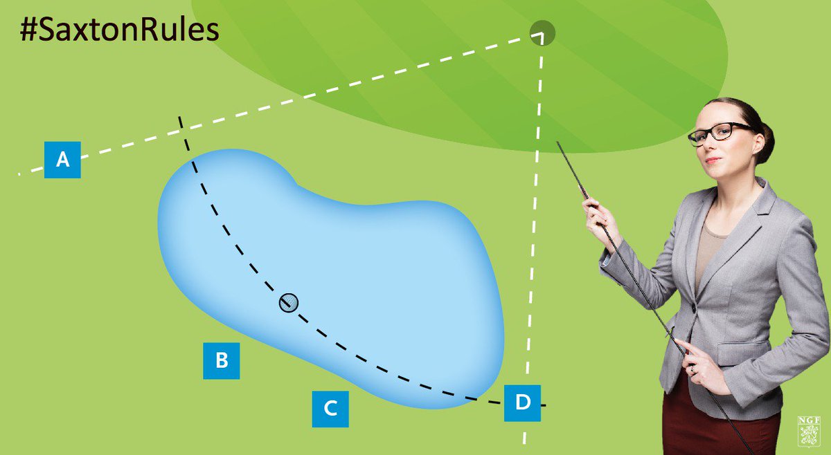 Golfnl's tweet photo. Geen doen om uit waterplas te slaan. Maar waar te droppen? Ga naar https://t.co/jQf5mQreEp & doe mee aan regelprijsvraag #SaxtonRules https://t.co/ydoBC7SSET