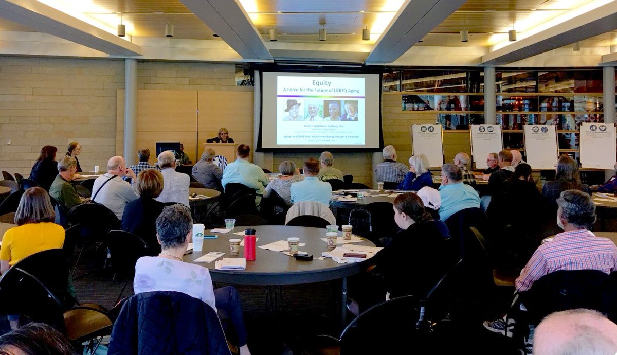 AARPWA's tweet photo. "Aging the LGBTQ Way, A Forum on Equity, Respect &amp; Inclusion" w. @CityofSeattle &amp; @UniversityofWA. #AgeFriendlySeattle #gapseattle https://t.co/0Ztb51wJc1