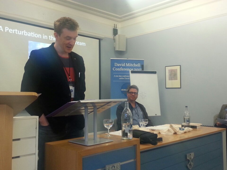 dmcon2017's tweet photo. @david_mitchell now reading his short story, 'The Gardener', for our lucky delegates at #DMcon2017 https://t.co/EtvxdK5su1