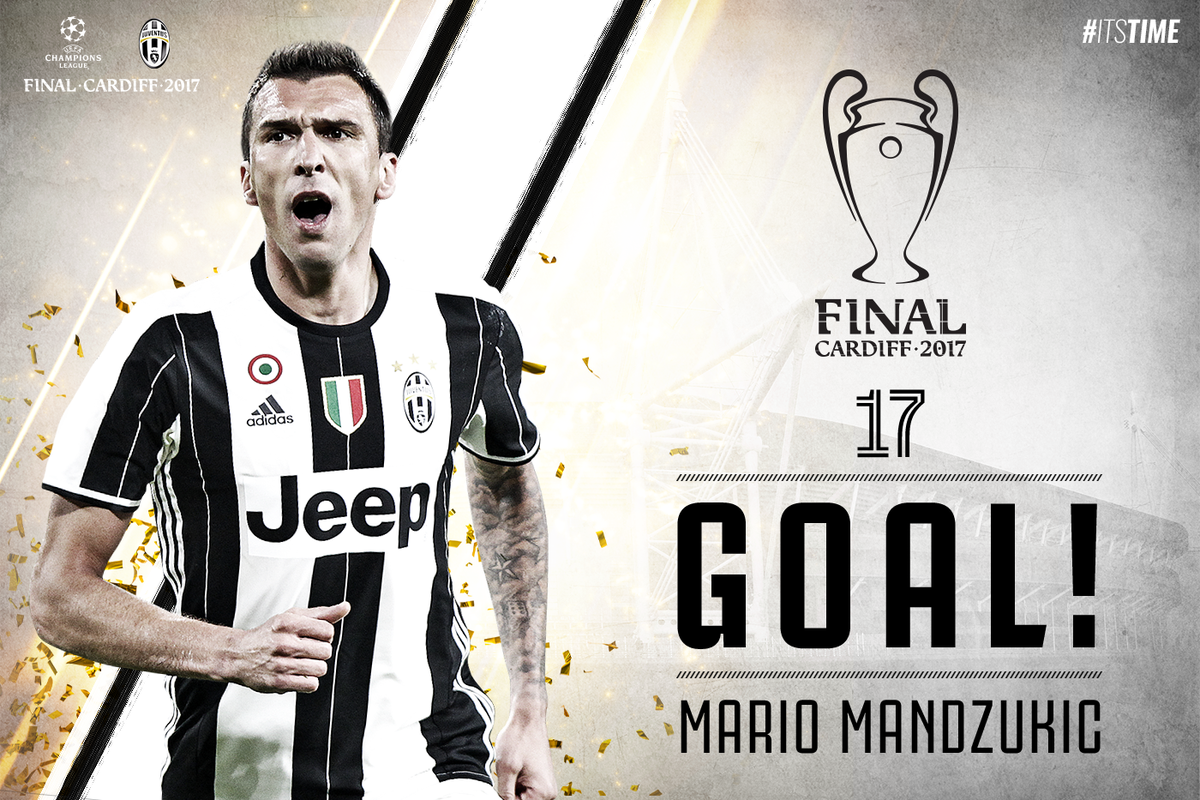 26' - GOOOOOOLLLL!!! UN CAPOLAVORO IN ROVESCIATA DI <a href="/MarioMandzukic9/">Mario Mandžukić MM17</a>!!! CHE MERAVIGLIA!!! 1-1!!! #UCLFinal ⚪️⚫️ #ItsTime