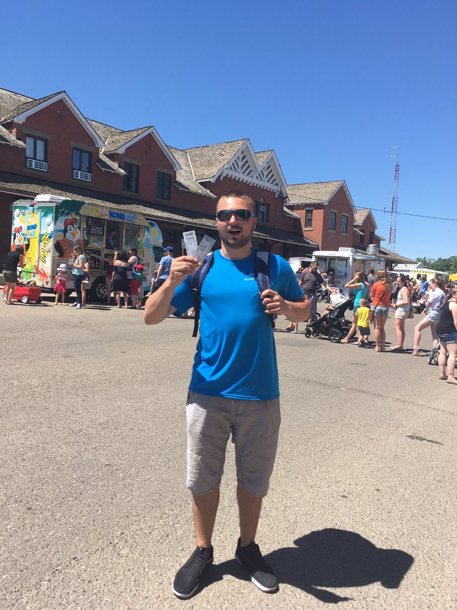 Saskatooning's tweet image. First person to find Carter in his blue Tourism Saskatoon shirt at @SpectrumMedHat gets a pair of Brad Paisley tickets!