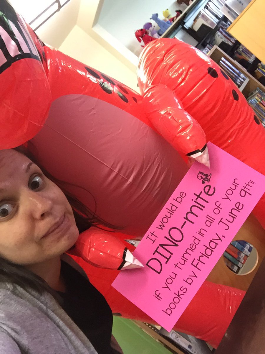 teckbeck's tweet photo. The kids can't get enough and #library books are coming back by the pound. #tlchat #dinopublicservice Inspired by @OWULibraries https://t.co/GUo7wruknC