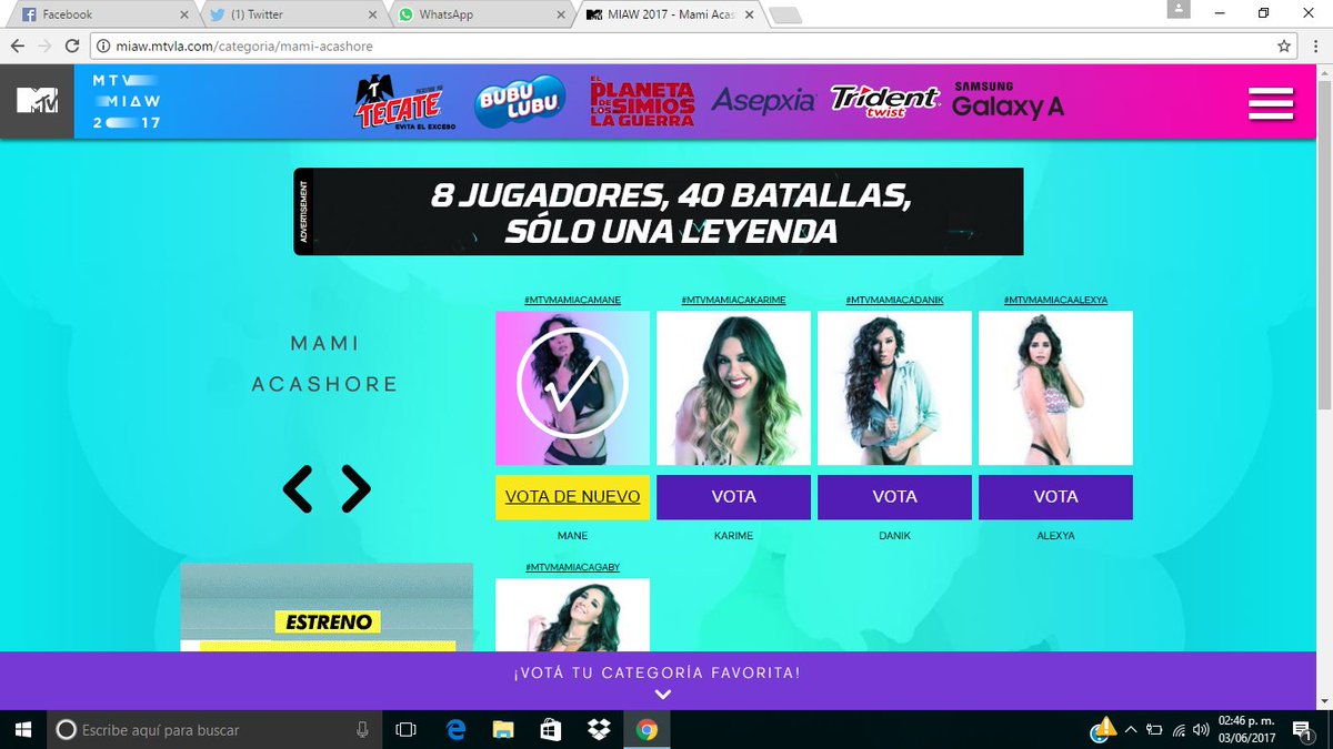 Jael_SV's tweet photo. #MTVMAMIACAMANE 
#PREMIOSMTVMIAW 
#MTVMAMIACAMANE 
@Mane_AcaShore  @manelyk_oficial https://t.co/oxP35ahL58
