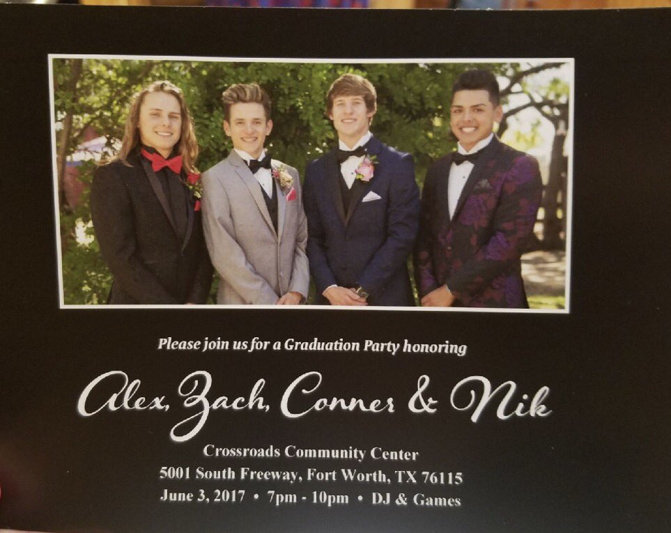 It's Graduation Party time! Please join us tonight!!! <a href="/AlexSexton_3/">Alex</a> <a href="/NikSanchez_/">Coach Sanchez</a> <a href="/ZachHerreraS/">Zachary Scott</a> and Conner! <a href="/Taraschrayer/">Tara Schrayer</a> <a href="/jennydee1974/">Jenn</a> ❤️🎓🎉