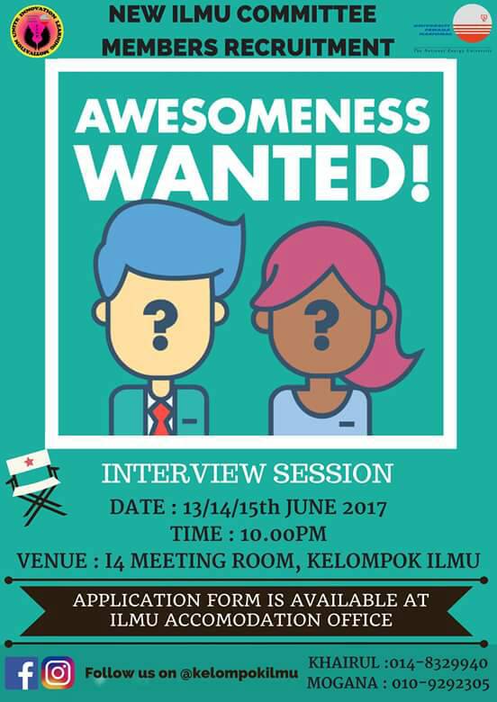 kelompokilmu's tweet photo. NEW COMMITTEE MEMBERS RECRUITMENT @kelompokilmu UNITEN 17/18.

Join us and become the new members of Kelompok Ilmu Committee. https://t.co/oR5TR4MapB