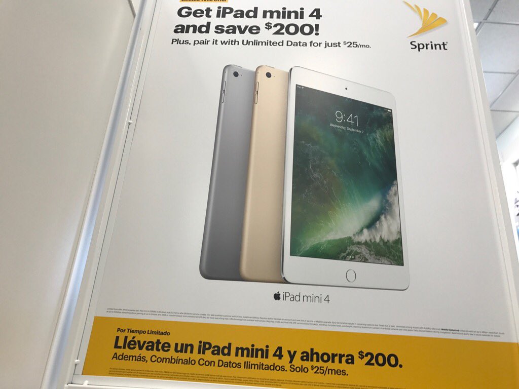 _rodg_'s tweet photo. iPad Mini anyone?! Get UNLIMITED data and brand new iPad for only $35 a month only at SPRINT! #Largo #FL #Apple #iPad https://t.co/cF0SOwfLom