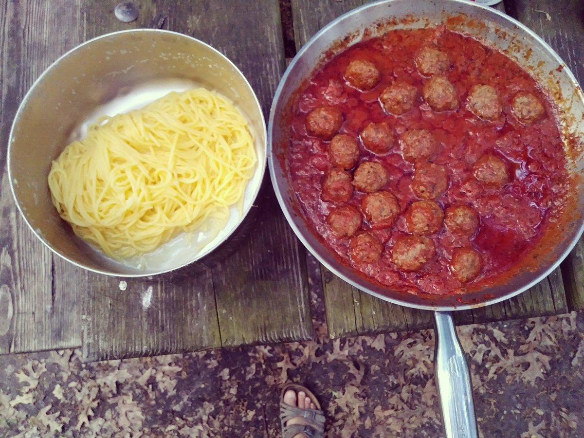 RdKristin's tweet photo. Camping spaghetti and meatballs - low FODMAP style. #lowfodmap #fodmap #fodmapcamping https://t.co/yzyAbE0KYr