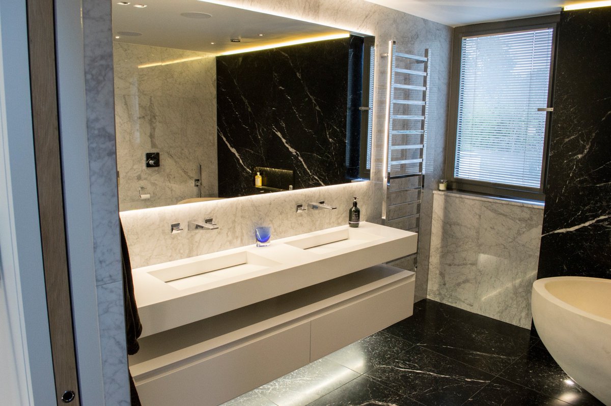 ImperiumStone's tweet photo. Carrara Marble &amp; Nero Marquina Wet Room in Bishop's Stortford https://t.co/e39yYSC36B