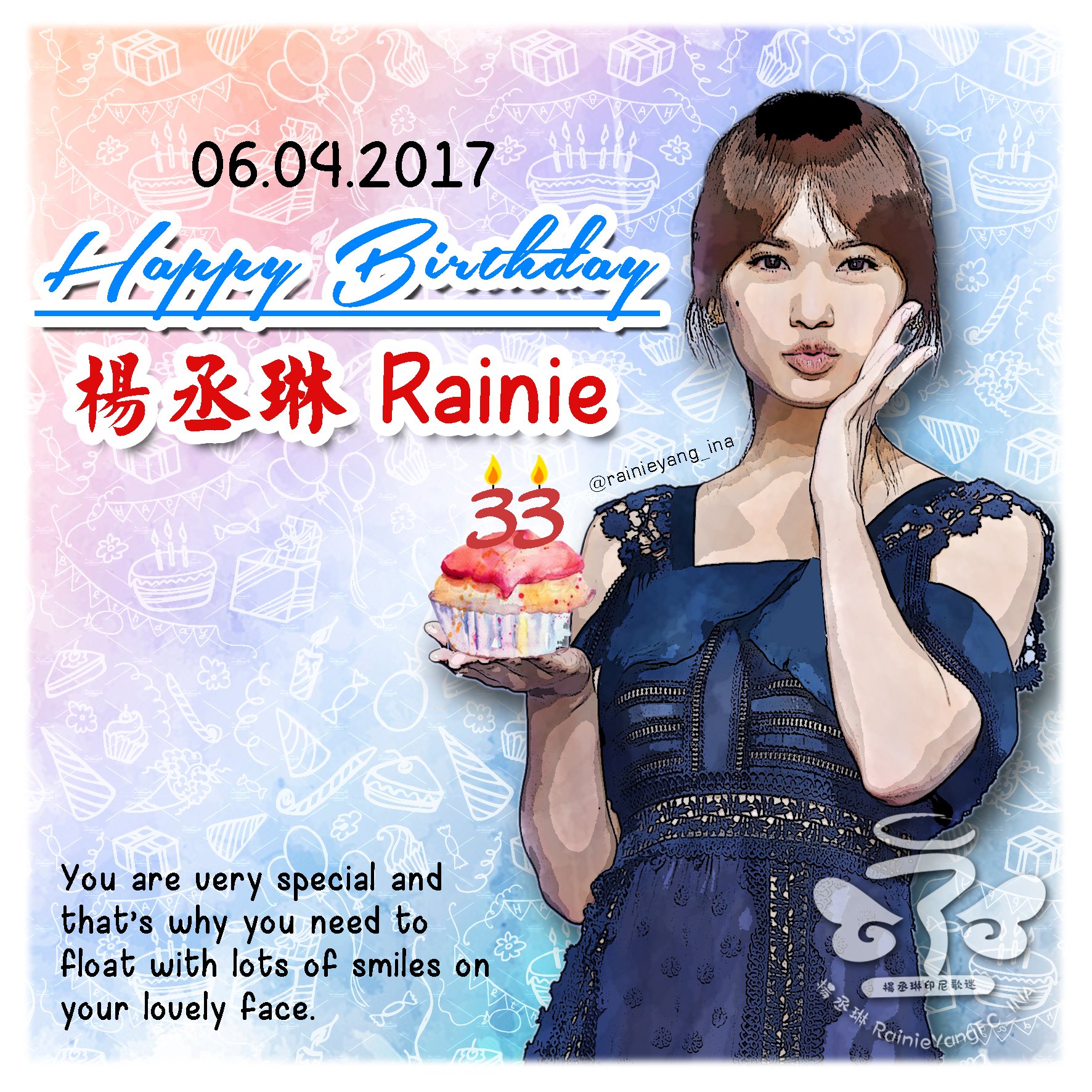 Happy birthday Rainie Yang Wish you nothing but the best. Love from Indonesia .   