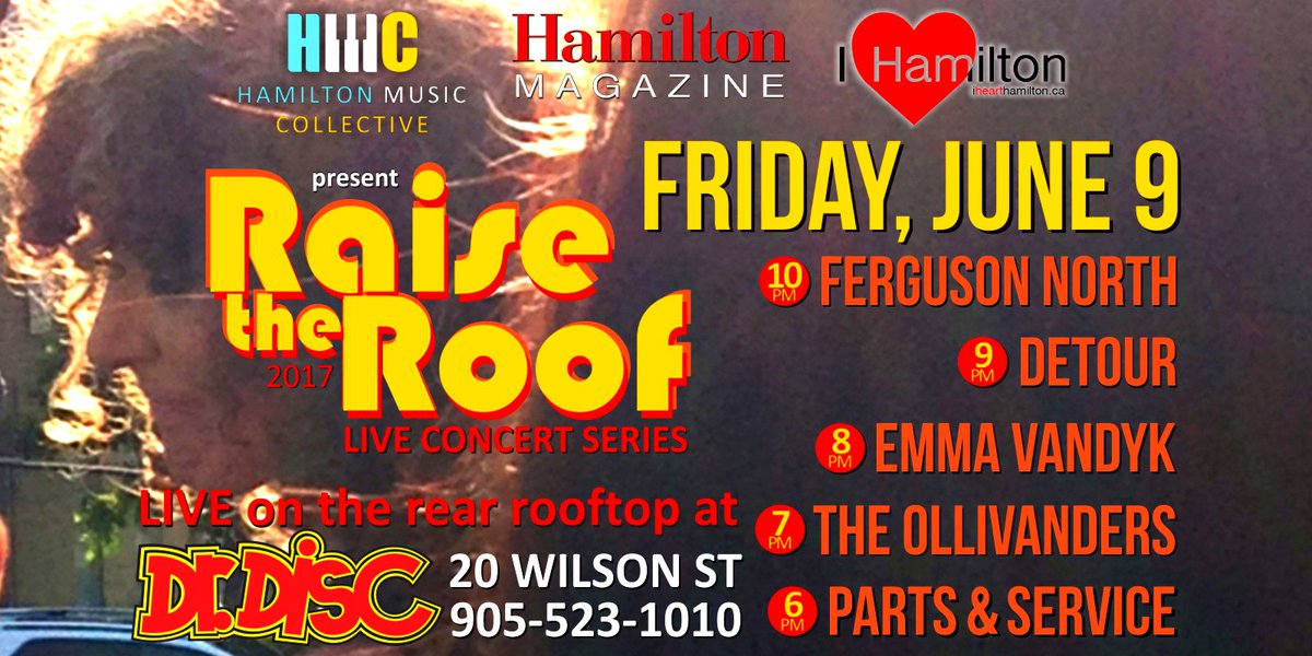 ihearthamilton's tweet photo. Raise the Roof this Friday, June 9th @DrDiscHamilton. Free show during Art Crawl starting at 6pm! https://t.co/521hbKFAq9 https://t.co/ITeonAaWtb