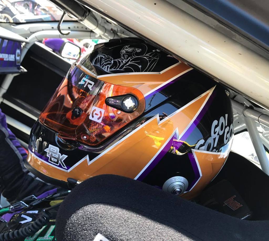 ChelseaDeNofa's tweet photo. Got that new new from @pbkreation on my @hjc.motorsports helmet! Ready to slay practice and then move onto top 16 with our bye-run. #speedr… https://t.co/IXjs23iXGj