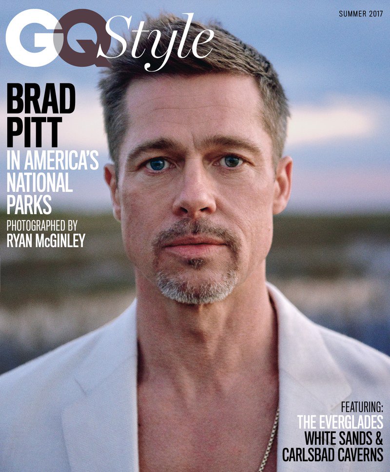 GQStyle's tweet photo. Brad Pitt in America's national parks. 3 different covers. Get them on newsstands everywhere or subscribe here: https://t.co/nZUl8kEPsV https://t.co/ECNcZQ5ePL