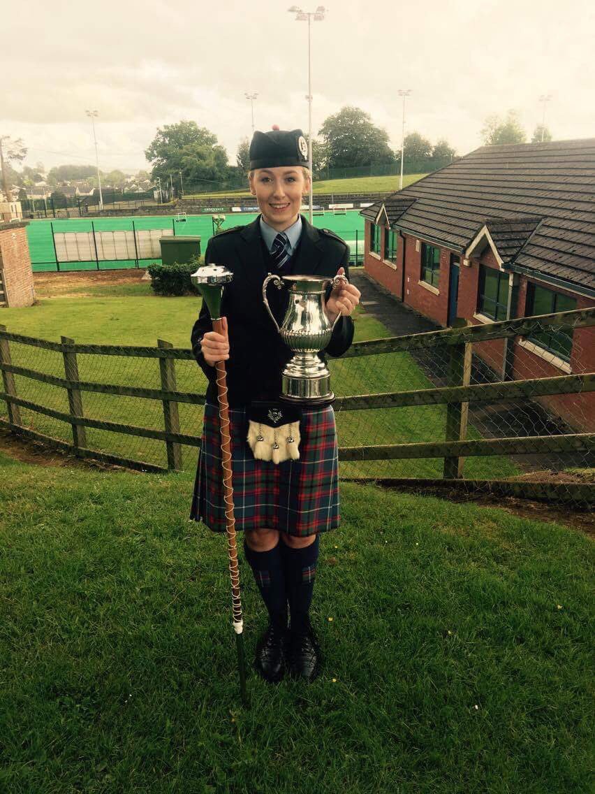 Our Drum Major Lauren Hanna won the Adult drum majors contest at the Mid-Ulster Championships, Cookstown today. #montheclyde