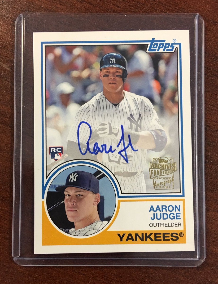 CGeb2121's tweet photo. @topps Two nice Autos from my first 2017 Topps Archives hobby box #toppsarchives #topps #archivesbaseball #aaronjudge #roncey https://t.co/XD4QlABUAe