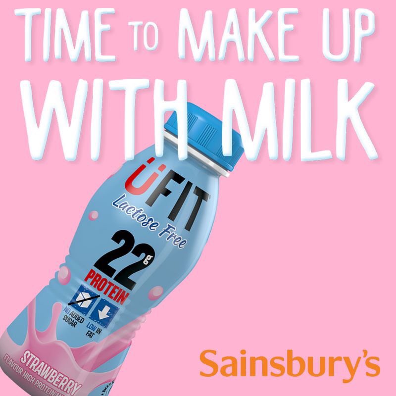 UfitDrinks's tweet photo. New UFIT #LactoseFree available now from @sainsburys stores nationwide. It's time to #makeupwithmilk https://t.co/hq4cpiLDpt
