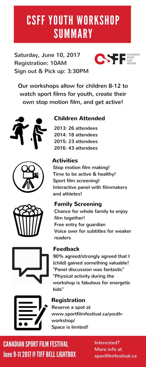 CSFF_CA's tweet photo. 1 week until our youth workshop! Registration is full, but add your name to the wait list & we will contact you if space opens up! #CSFF2017 https://t.co/m3oWoWHnHc