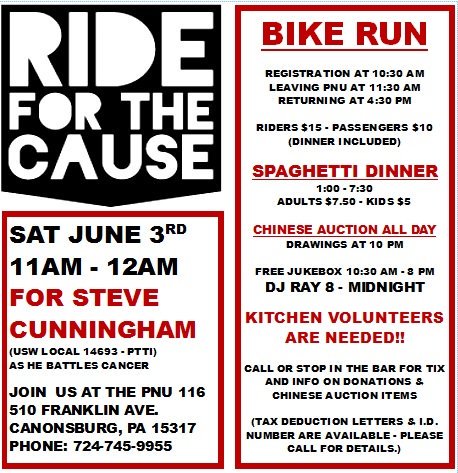 usw14693's tweet photo. Reminder! Today is Steve's fundraiser at #Canonsburg #PNU!! Who's #readyforspaghetti? Come on out!! #USW #USWNextGen https://t.co/XdEx7RRDWW https://t.co/g2Tlp4kypa