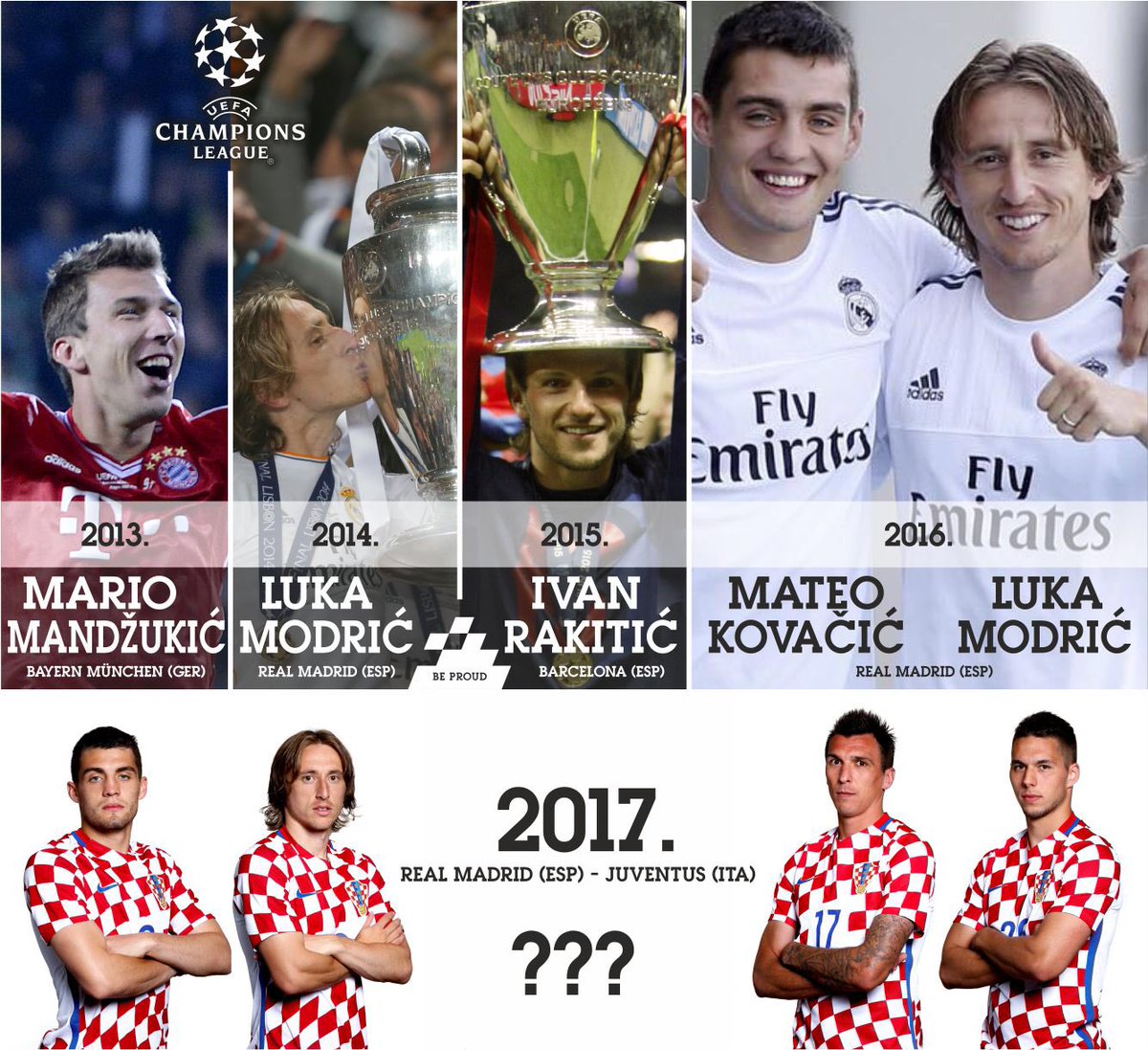 HNS_CFF's tweet image. Secret for @ChampionsLeague triumph? Get a Croatian on your side! Both @juventusfcen and @realmadriden understand that😀 Good luck guys!