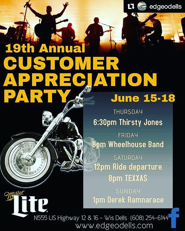 _ThirstyJones's tweet image. Customer Appreciation Weekend, kicks off June 15th 6:30pm Live music w/ @_ThirstyJones @edgeodells  #edgeodells #bikenight #thirstyThursday
