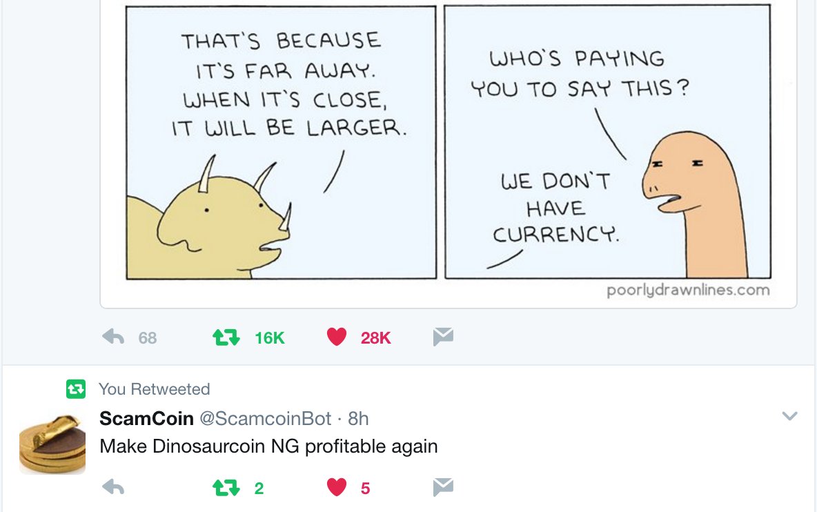 mir_btc's tweet photo. I've just noticed that my 2 latest tweets are pretty contradictory. Someone is lying #dinosaurcoin https://t.co/VKjieN664d