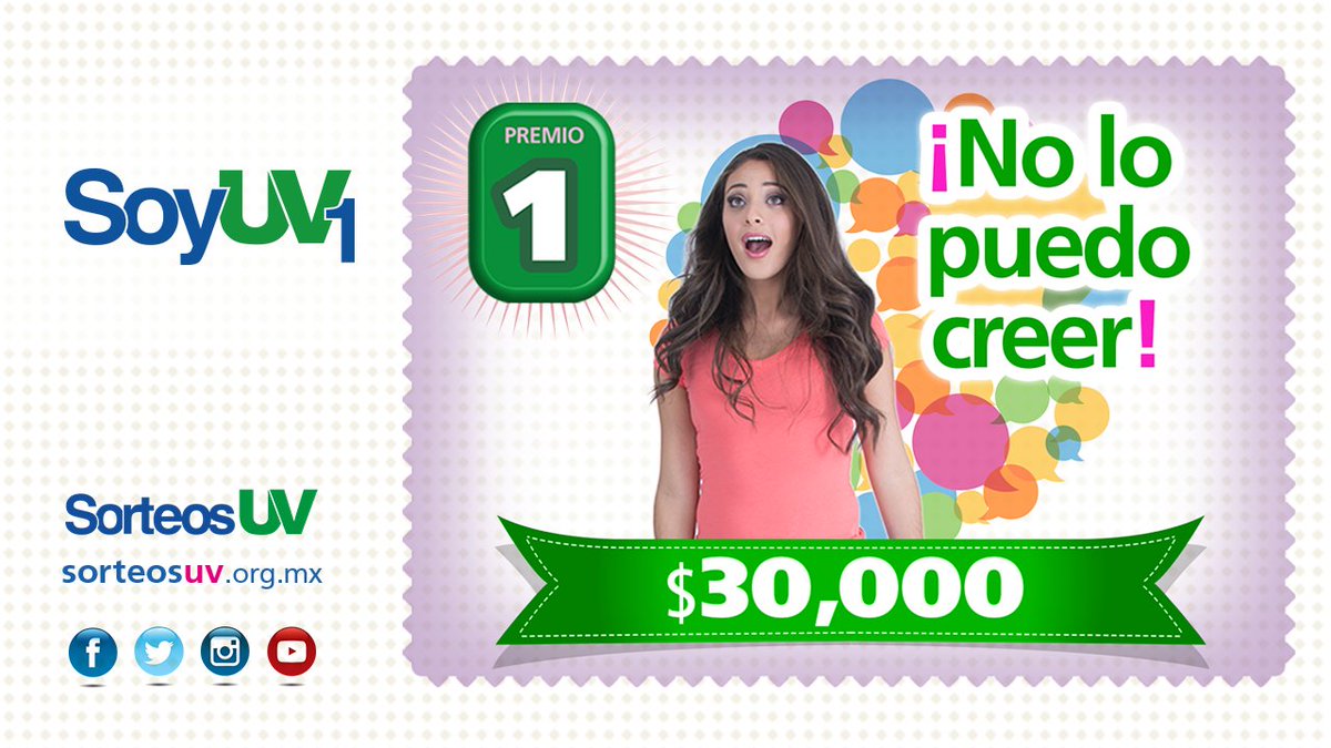 SorteosUV's tweet photo. ¡No lo puedo creer! El primer premio del sorteo #SoyUV 1 son ¡$30,000! ¿Qué harías? #TuSueñoTuPremio #UV_DamosMás https://t.co/5fNiRiH6Tu