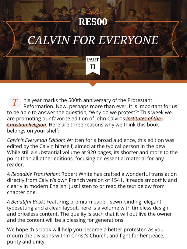 wtsbooks's tweet photo. Our latest #RE500 sale features this beautiful, readable translation of Calvin's Institutes. Get it on sale now: https://t.co/fWtF6qAXNC https://t.co/DxBJ1YcDPp
