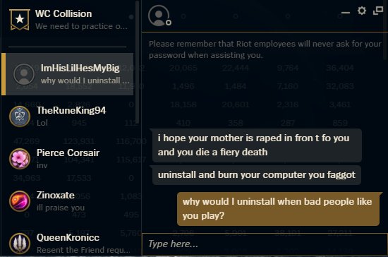 nuke1369's tweet photo. @RiotSupport @riotgames username: ImHisLilHesMyBig. Please do something about this. Would better the community greatly. Thanks https://t.co/3L6tDVWmYY