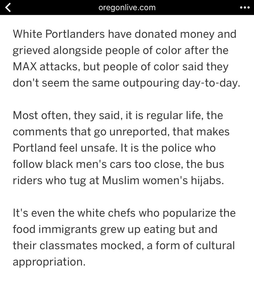 MrAndyNgo's tweet photo. Oregonian published a report connecting the deadly #portlandattack to food appropriation by whites. Tasteless. #pdx https://t.co/F2TVulv8TV https://t.co/CRKPc90ENn