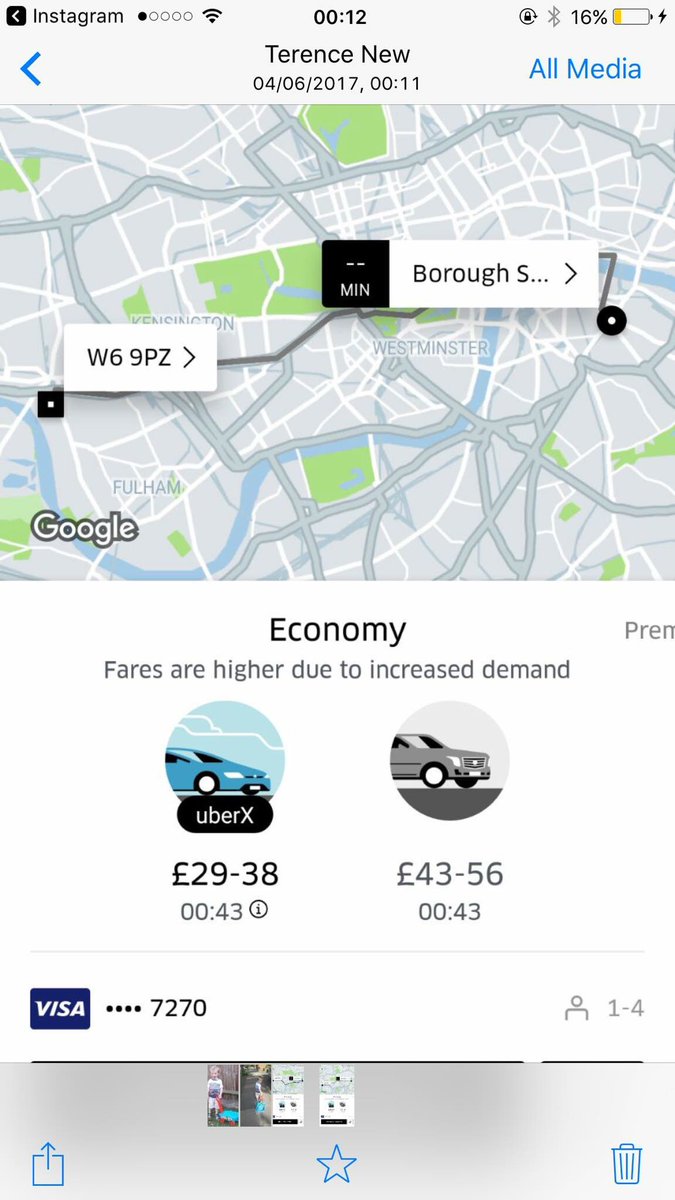 BOYCOTT <a href="/Uber/">Uber</a> - My friend in London just sent this, UBER ramped prices up in hit areas knowing people need to get home #LondonBridge
