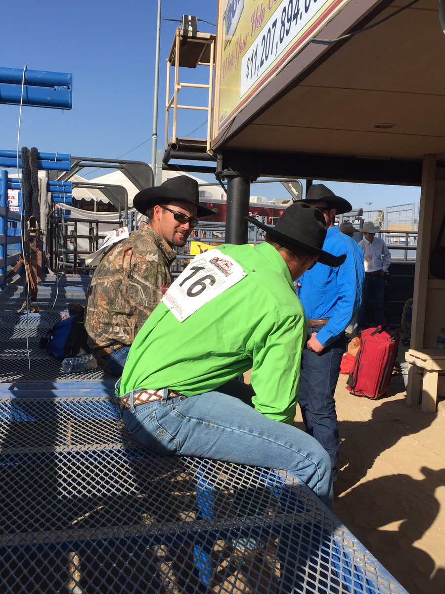 Behind the scenes action! We are about to kick off night 3. #elksrodeo