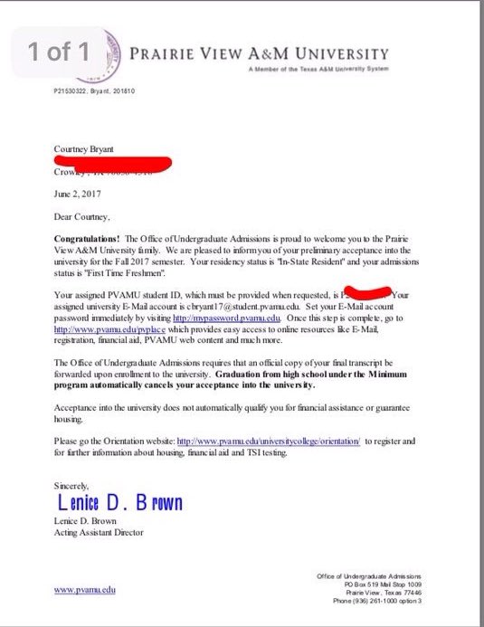 crowley2017's tweet photo. Congratulations to Courtney Bryant on her acceptance to Prarie View A&amp;M University!!! https://t.co/IP9WNfKXu1