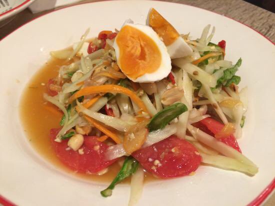 Spicy and sour papaya salad with salted eggs #melissathaifood #melissathaikitchen
