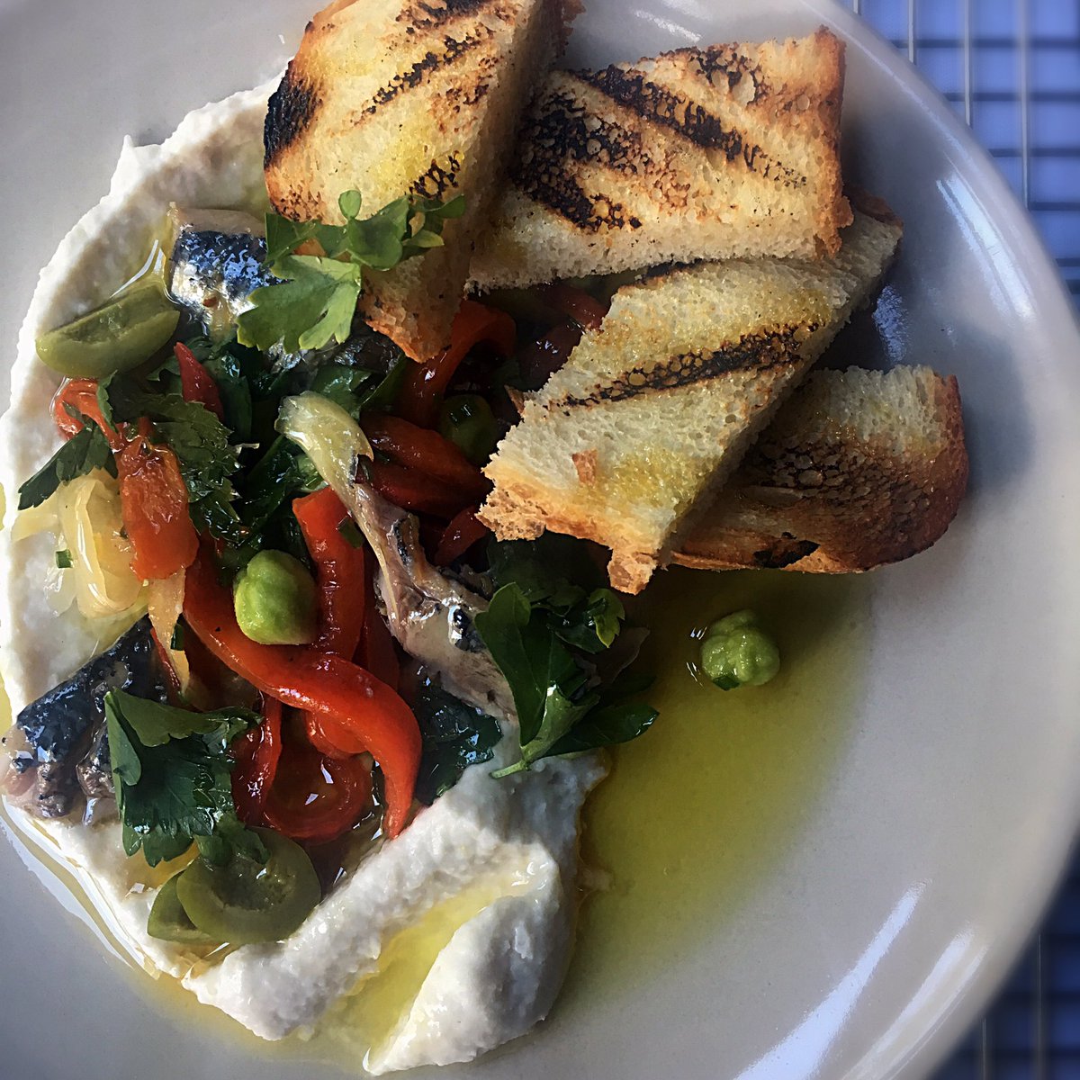 aldinephilly's tweet photo. Oil poached sardines w/ white beans, roasted chili &amp; olives #menuaddition https://t.co/wseaqbwAXp