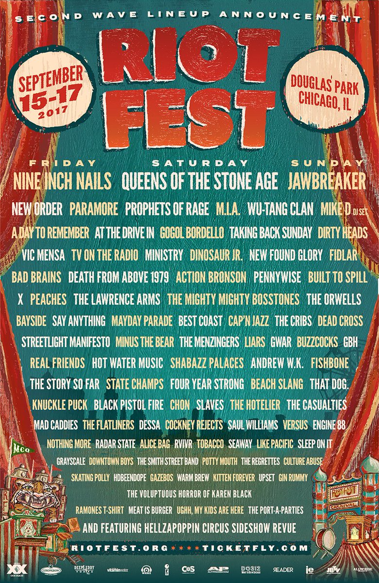 RiotFest's tweet photo. 104 days until Riot Fest. You probably won't win, but RT for your chance to win a pair of tickets. https://t.co/dYETTCO42D https://t.co/8jJ29fXrFi