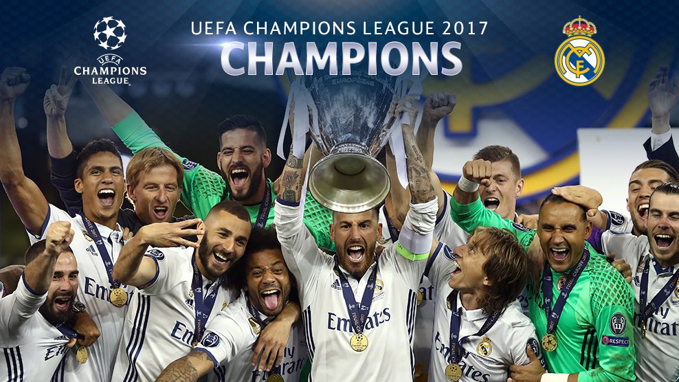 UEFA Champions League Twitter: "Your 2016/17 UEFA Champions League winners! Bravo, Madrid! 👏👏👏 #UCLfinal / Twitter