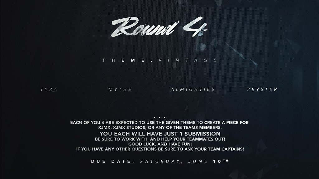 Round 4: Vintage
Give us the best Old School style you've got. (Do not do the retro 80's vaporwave stuff please).
Good Luck!
Due: June 10th