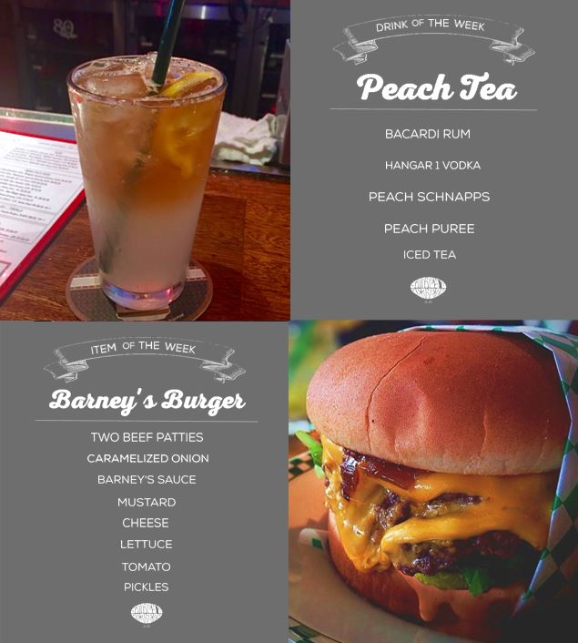 barneysbeanery's tweet photo. Have you tried this week's specials? #PeachTea #BarneysBurger https://t.co/AxvGXWx00f